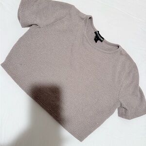 PrettyLittleThing Taupe Ribbed Crop Top